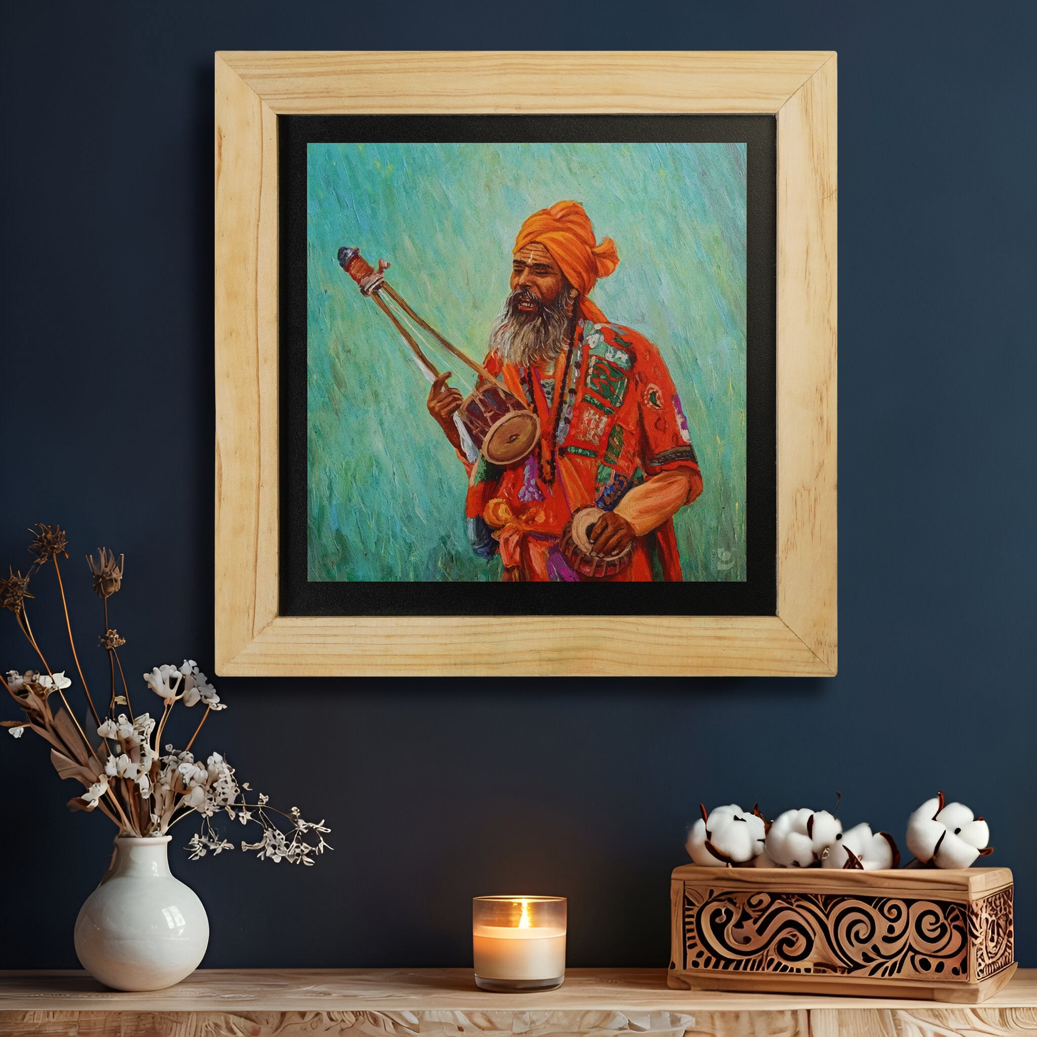 Folk Singer Wall Paintings from Island Rangoli from Deewar West Bengal collection