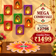 Deep Dwar Set of 12 & Lakshmi Rangoli 22 inch - Mega Combo sale
