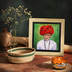 Traditional Rajasthani Turban Wall Painting from Deewar collection of wall paintings ambience 2