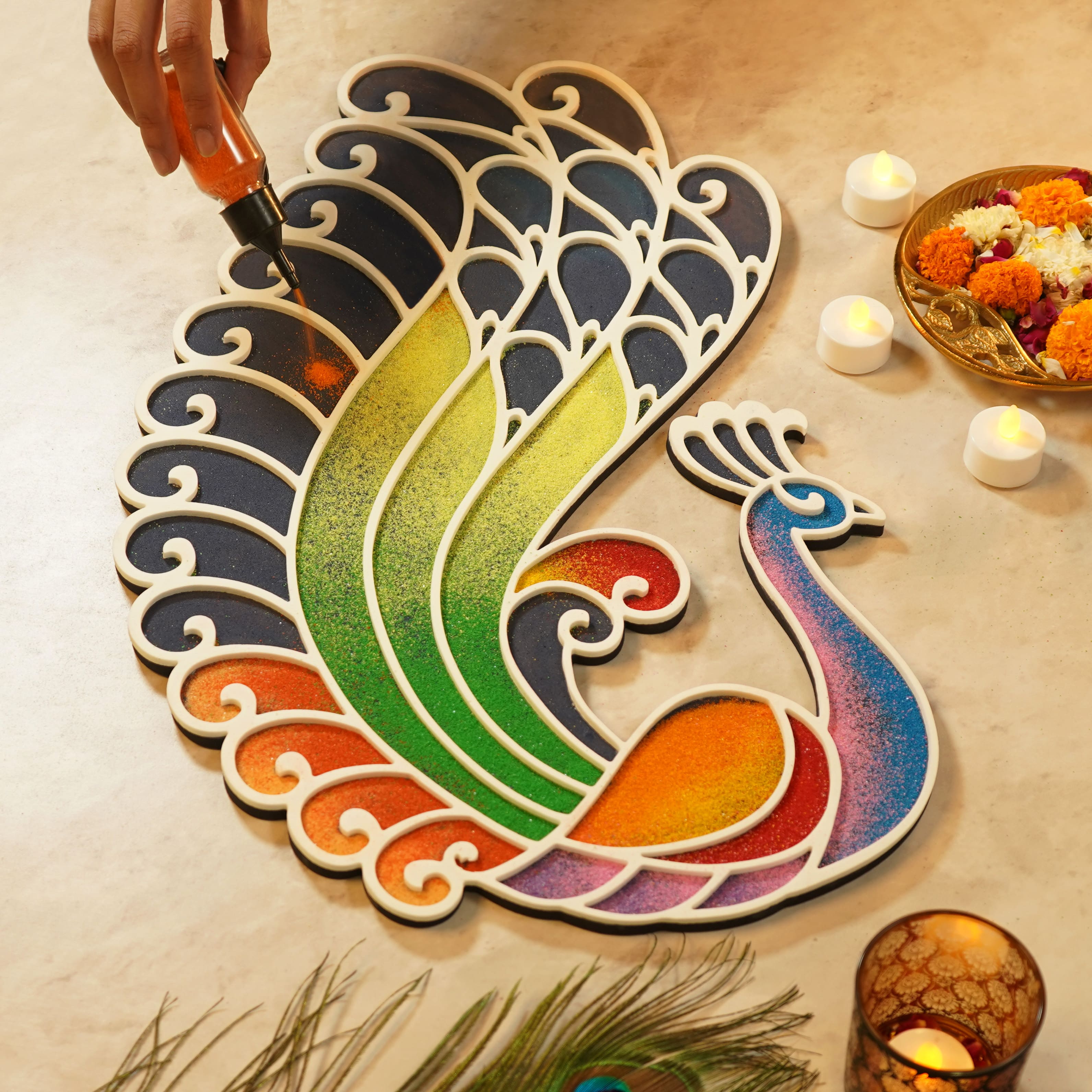Swarn - Mayur Rangoli Template – islandrangoli