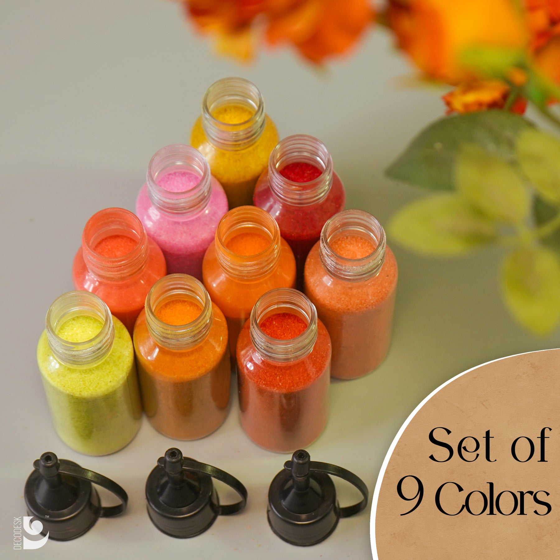 Kesari Set of 9 Color Bottles - Island Rangoli's Vibrant Collection ...
