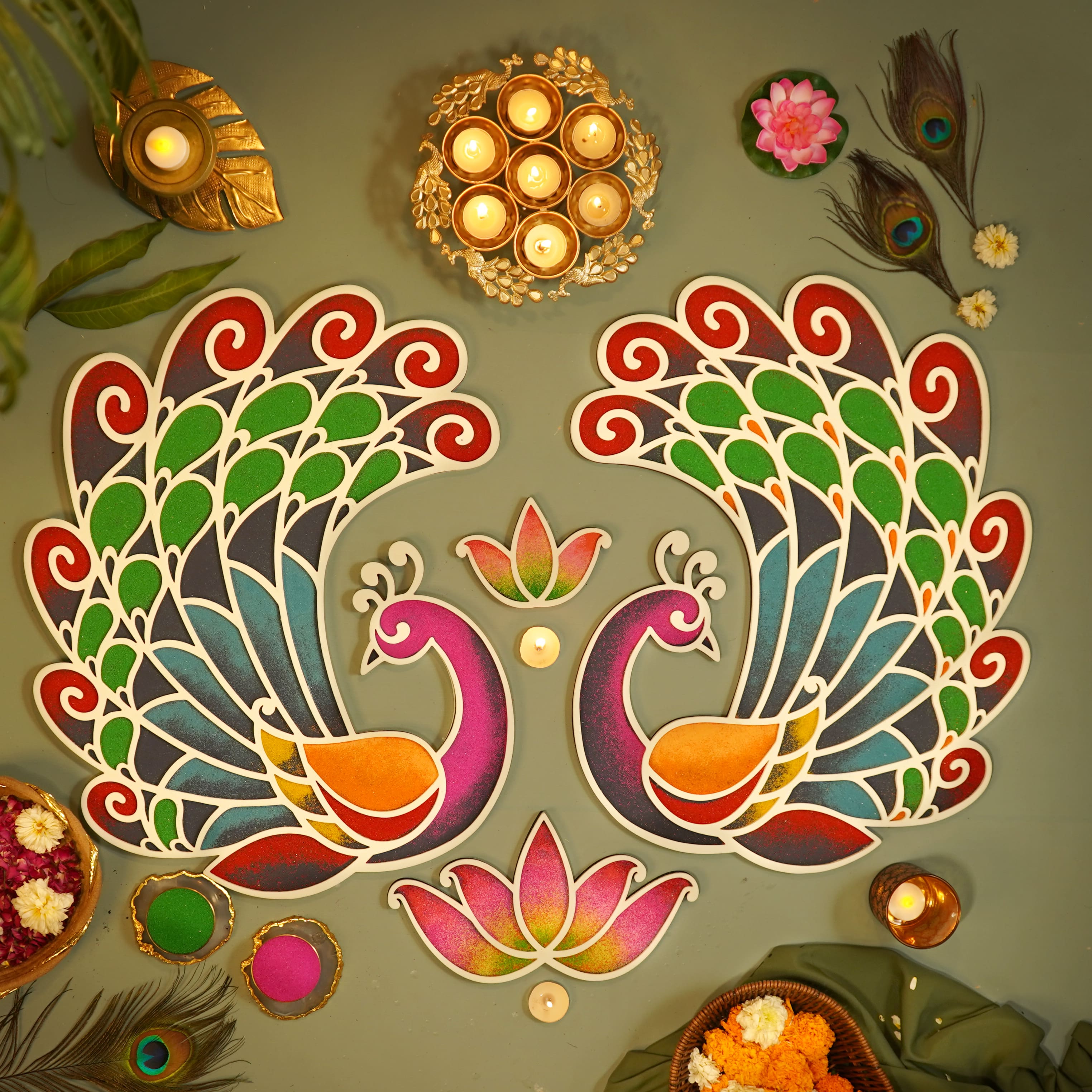 Kanak - Mayur Rangoli Template – islandrangoli