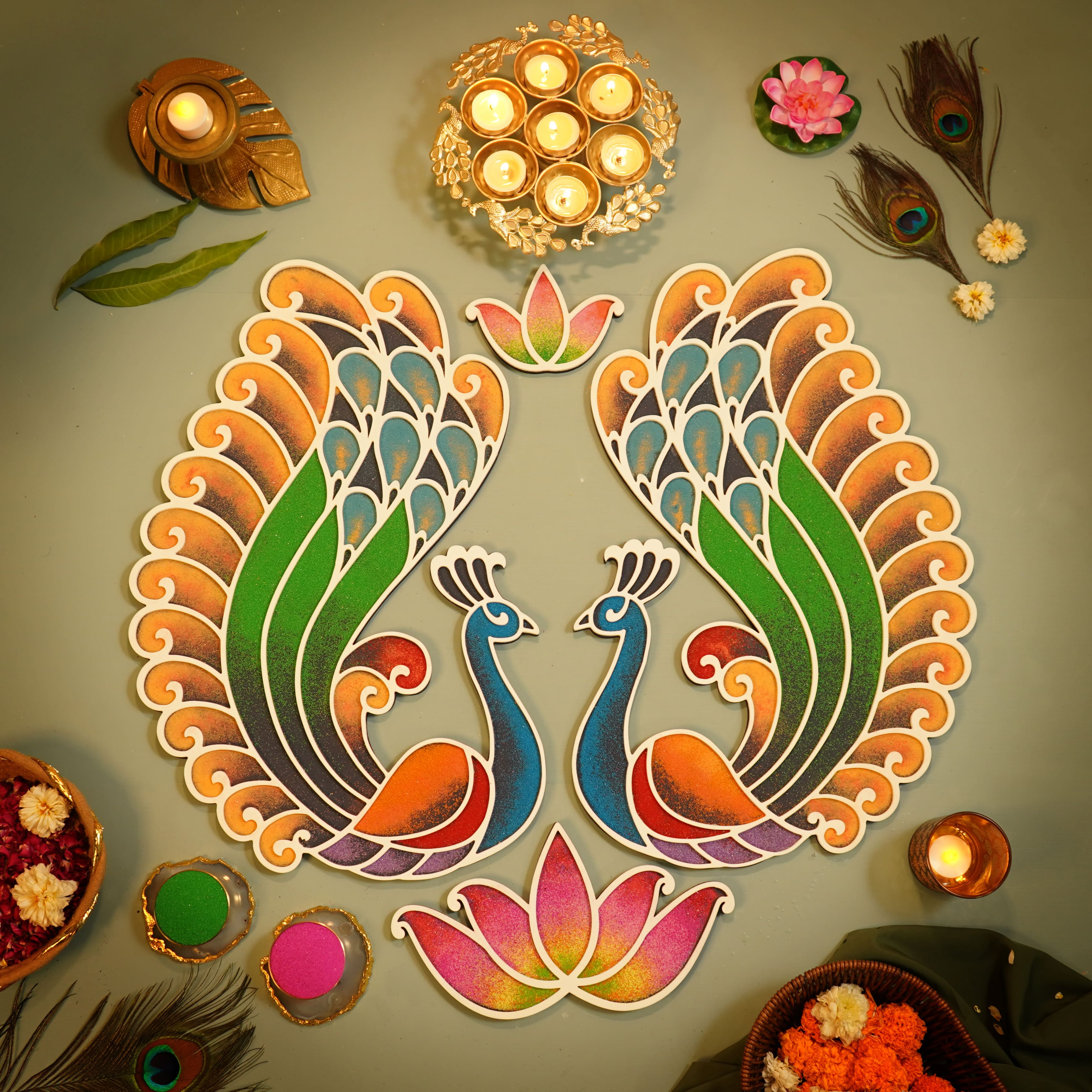 Swarn - Mayur Rangoli Template – islandrangoli