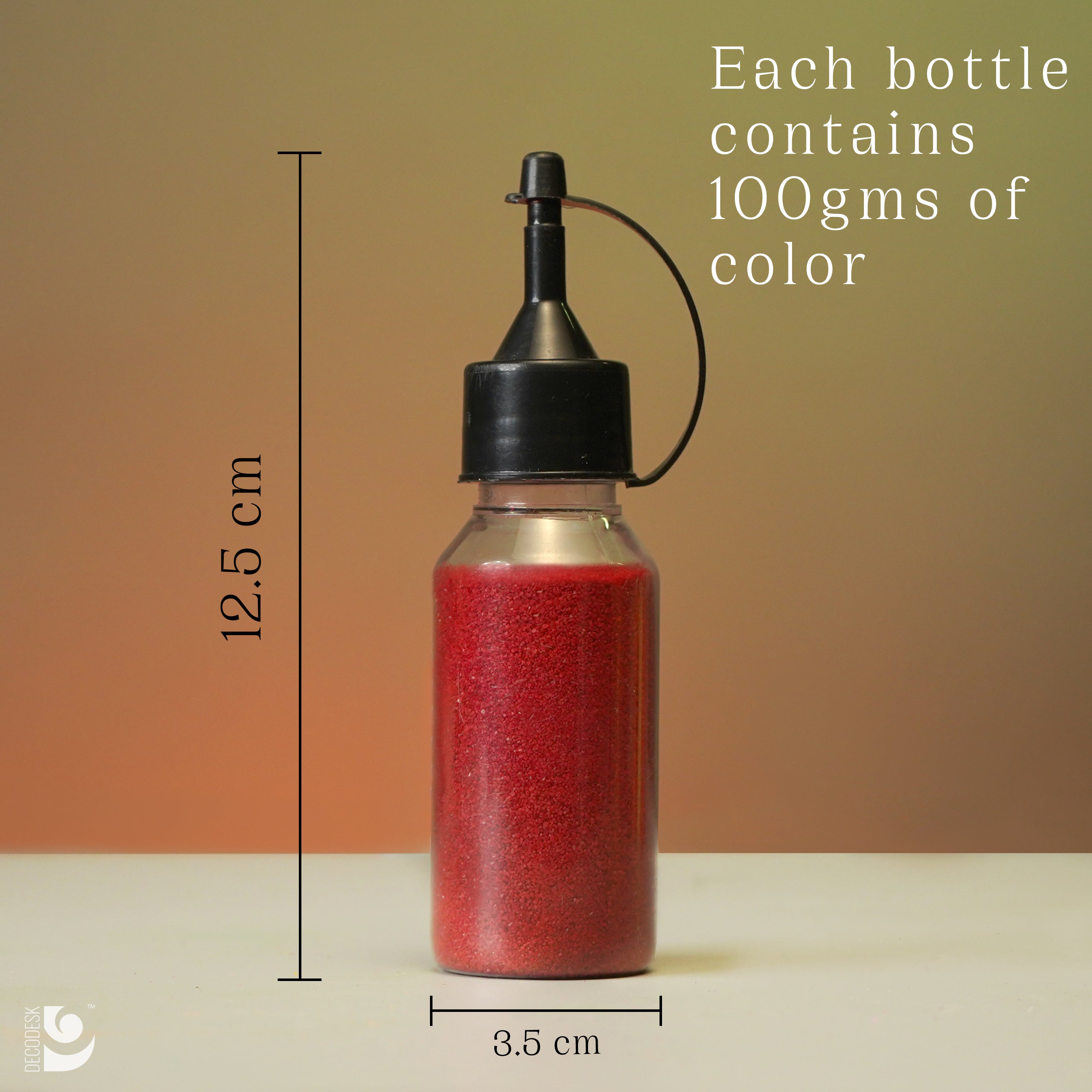 Kesari Premium Rangoli Colour bottle dimensionsfrom island rangoli