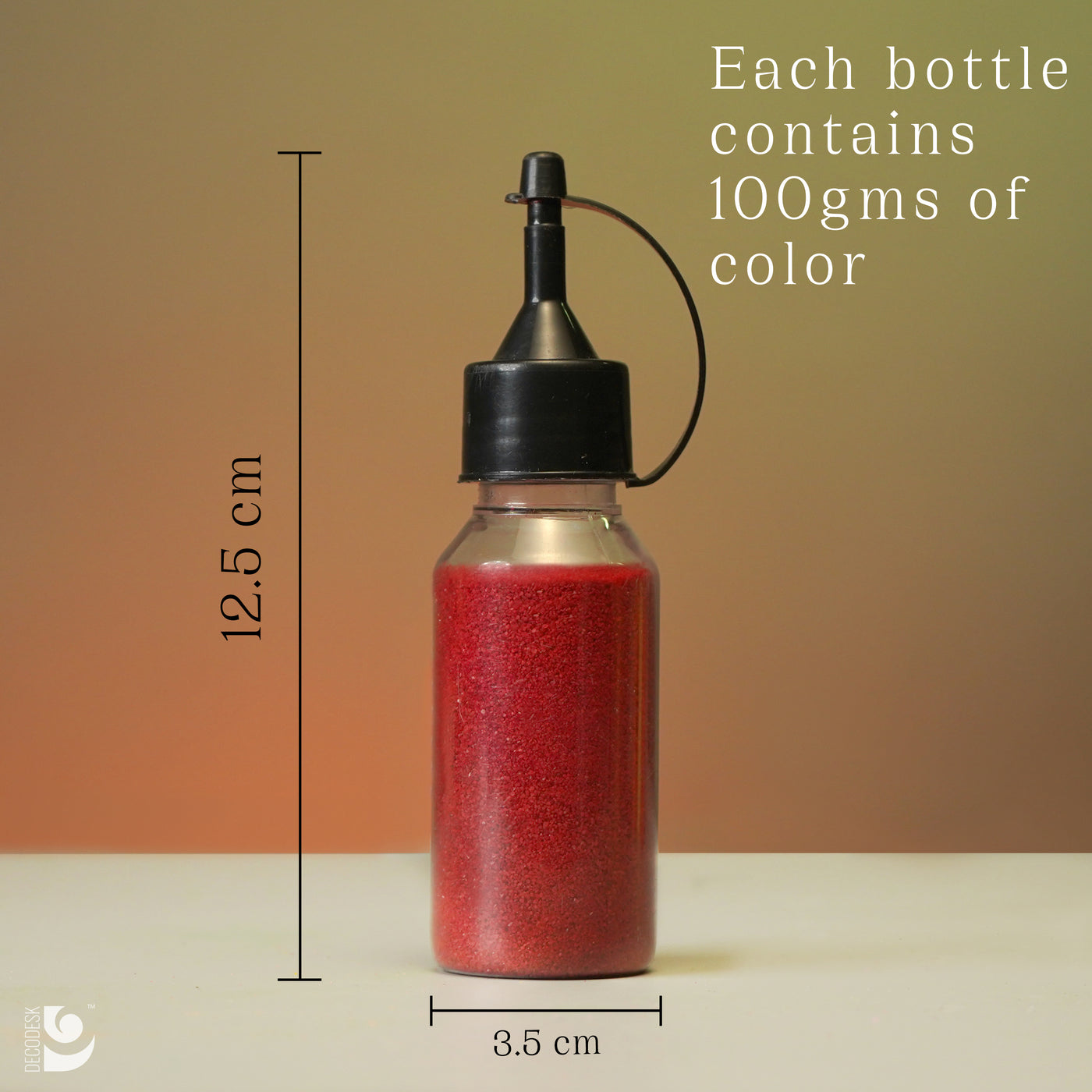 Kesari Premium Rangoli Colour bottle dimensionsfrom island rangoli