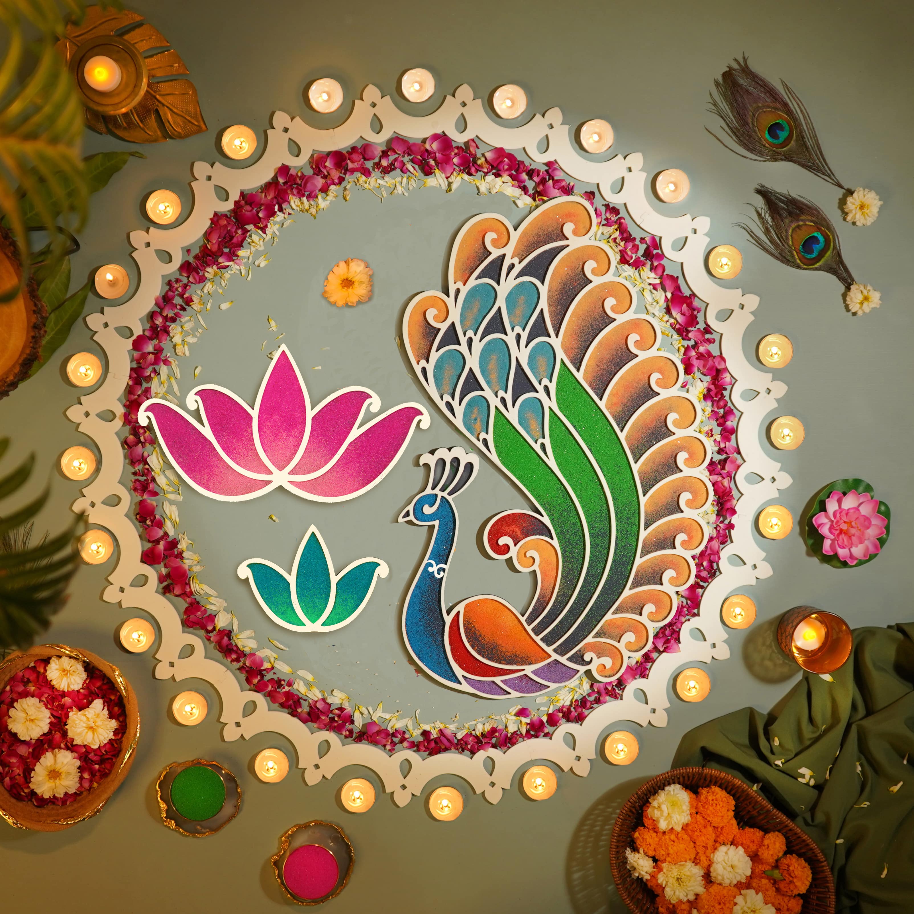 Swarn - Mayur Rangoli Template – islandrangoli