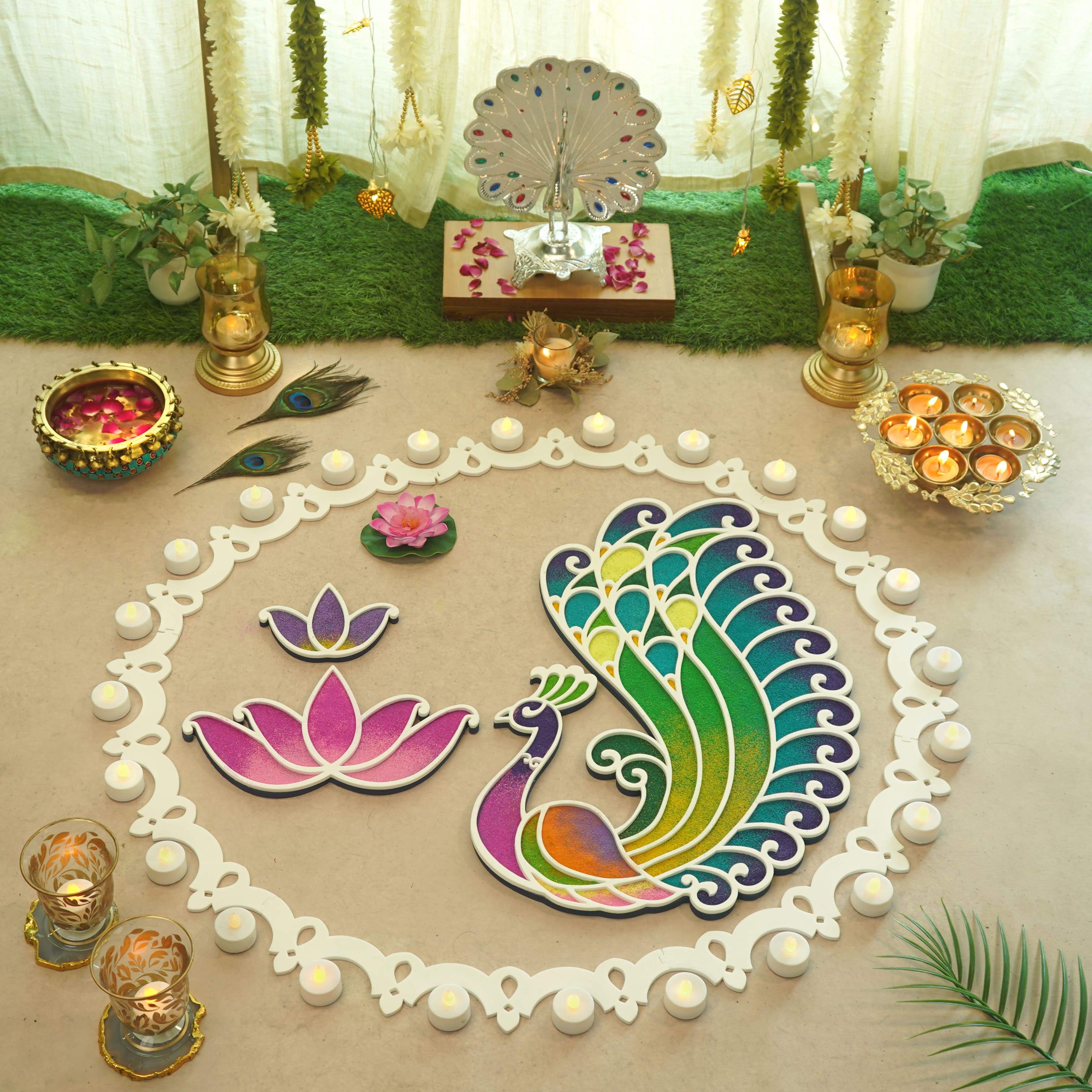 Swarn - Mayur Rangoli Template – islandrangoli