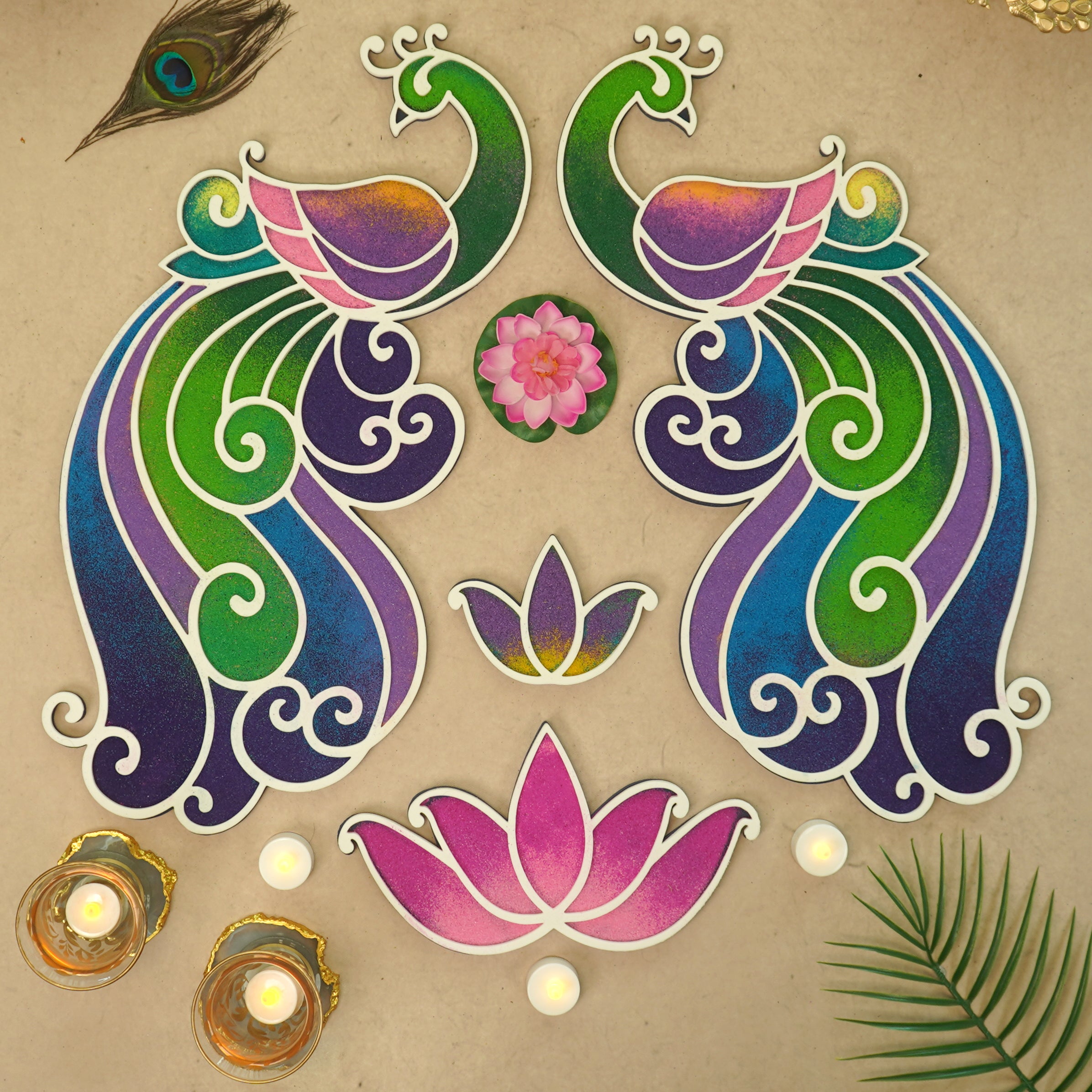 Kundan - Mayur Rangoli Template – islandrangoli