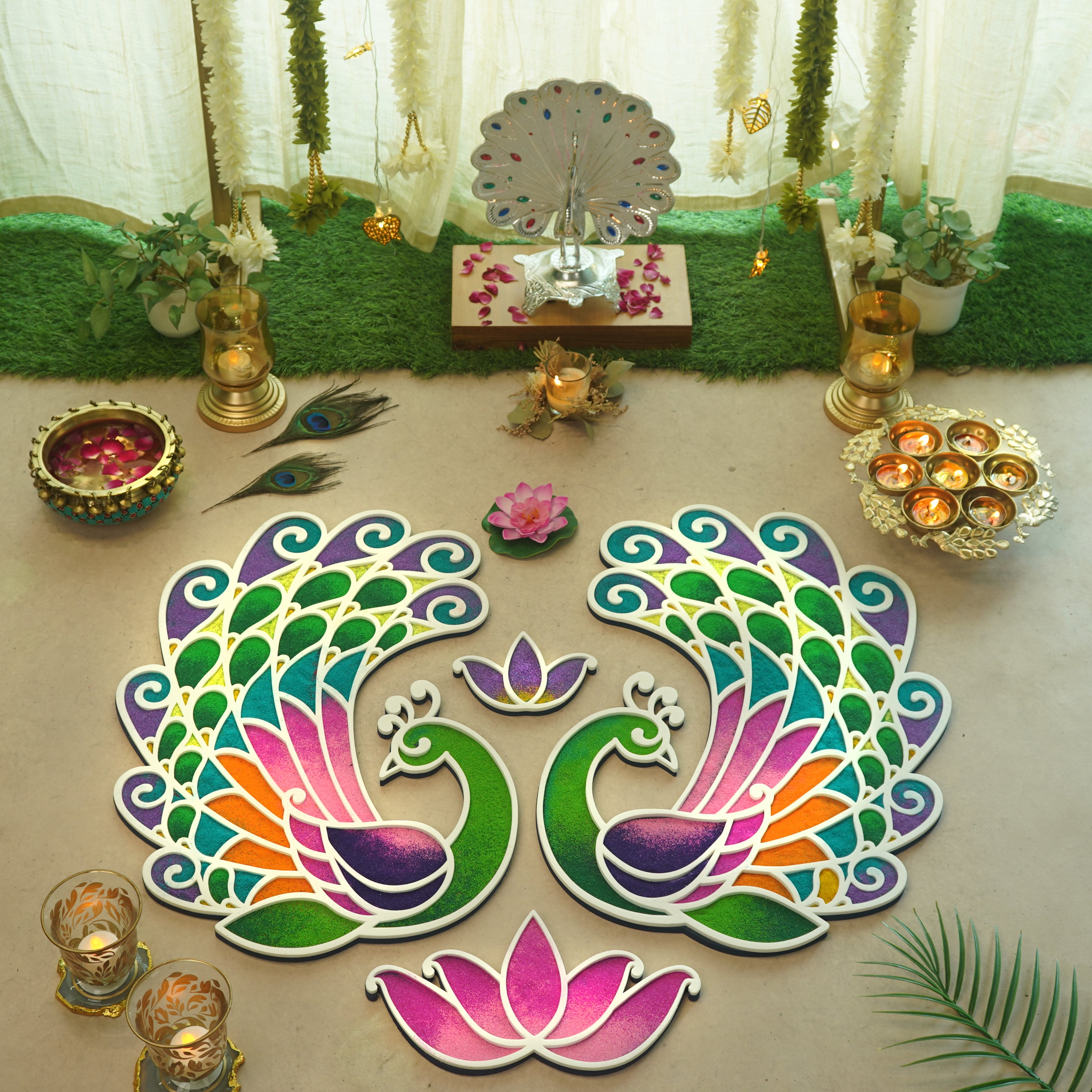 Kanak - Mayur Rangoli Template – islandrangoli