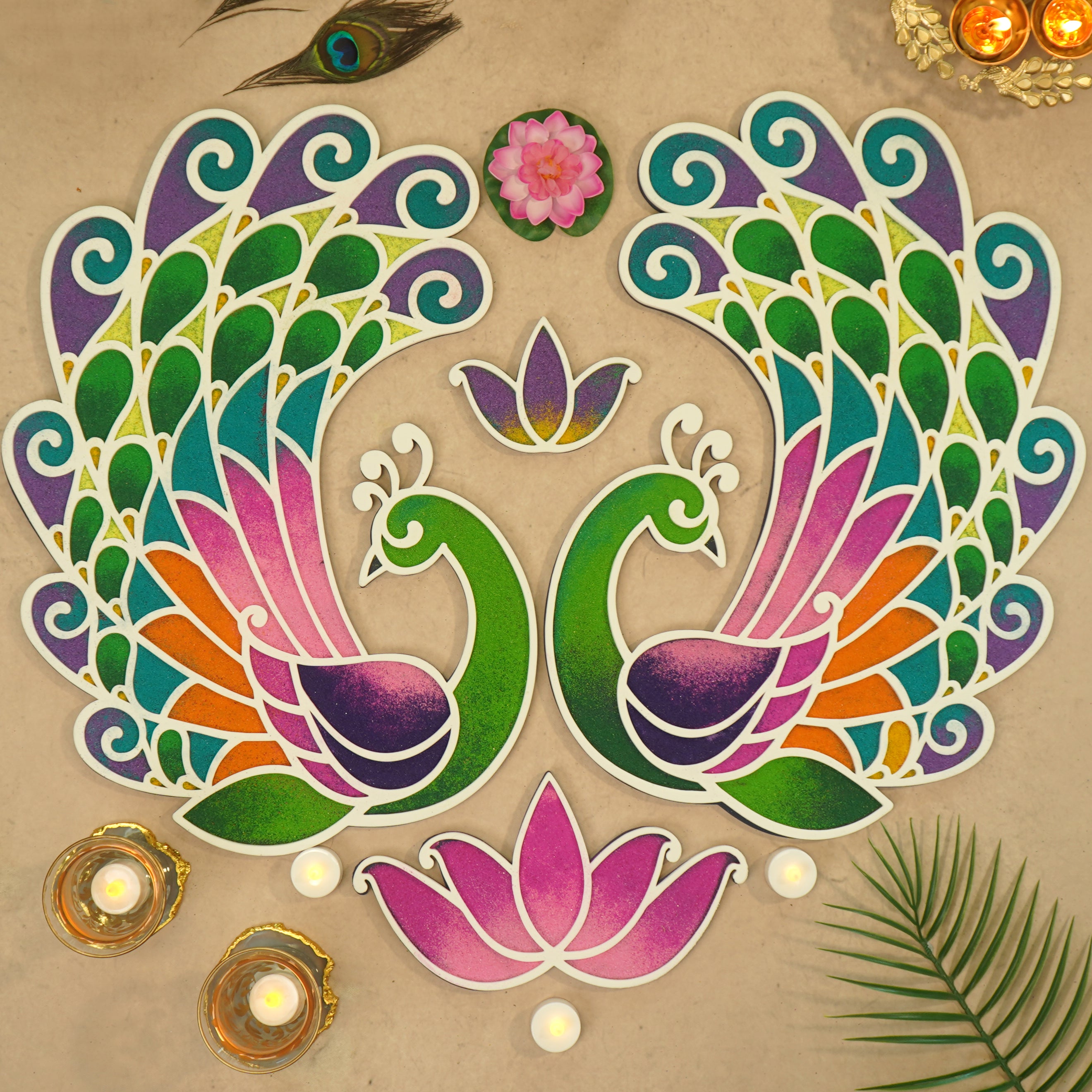 Kanak - Mayur Rangoli Template – islandrangoli