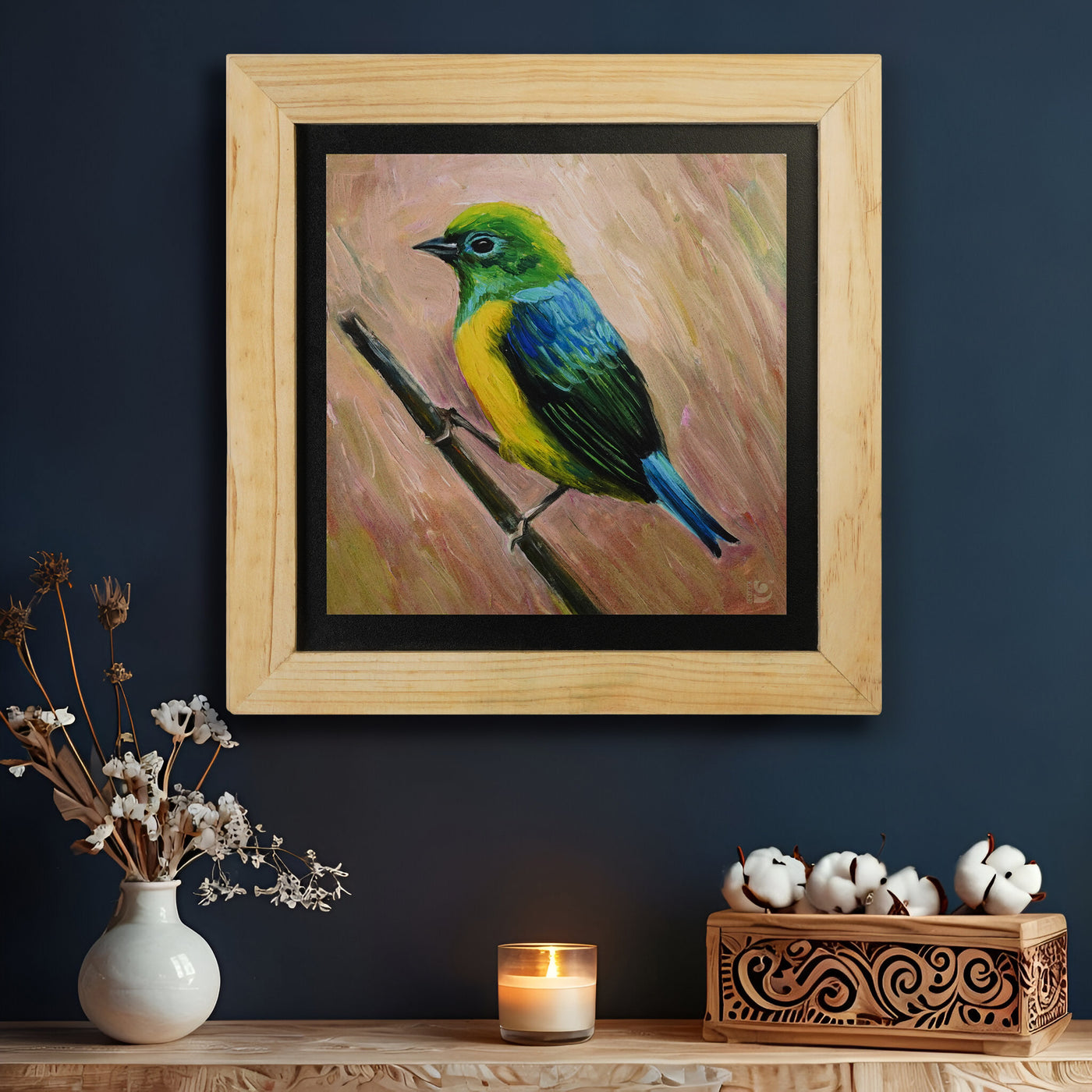 Blue Naped Bird Wall Painting from deewar birds collection