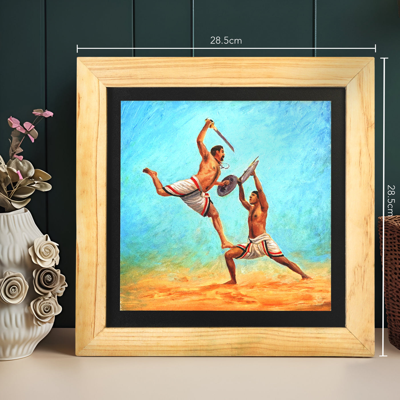 Kalaripayattu – the martial Artform of Kerala Wall Paintings from Island Rangoli from Deewar West Bengal collection Dimensions 