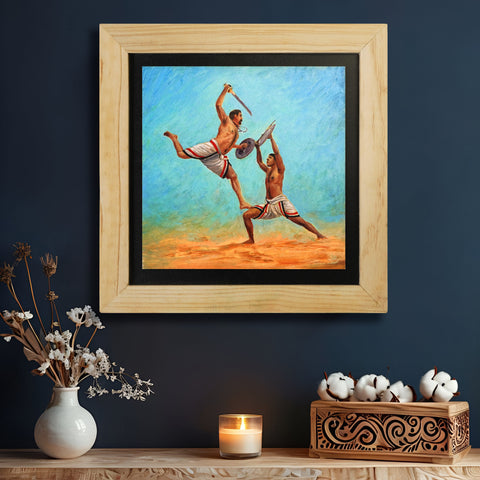 Kalaripayattu – the martial Artform of Kerala Wall Paintings from Island Rangoli from Deewar West Bengal collection 