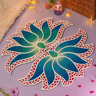 Lakshmi Rangoli from Island Rangoli . New design of rangoli template "24 Blue Rangoli Lakshmi 