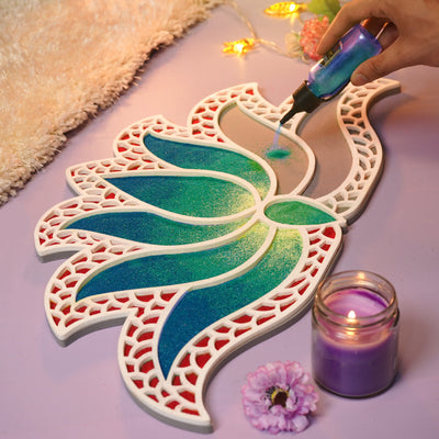 Lakshmi Rangoli from Island Rangoli . New design of rangoli template "24 Blue Large Filling Shot