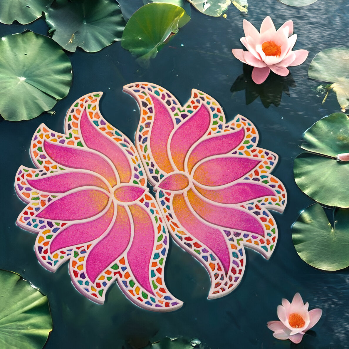 Lakshmi Rangoli from Island Rangoli . New design of rangoli template "24 Lakshmi Rangoli In Lotus Pond