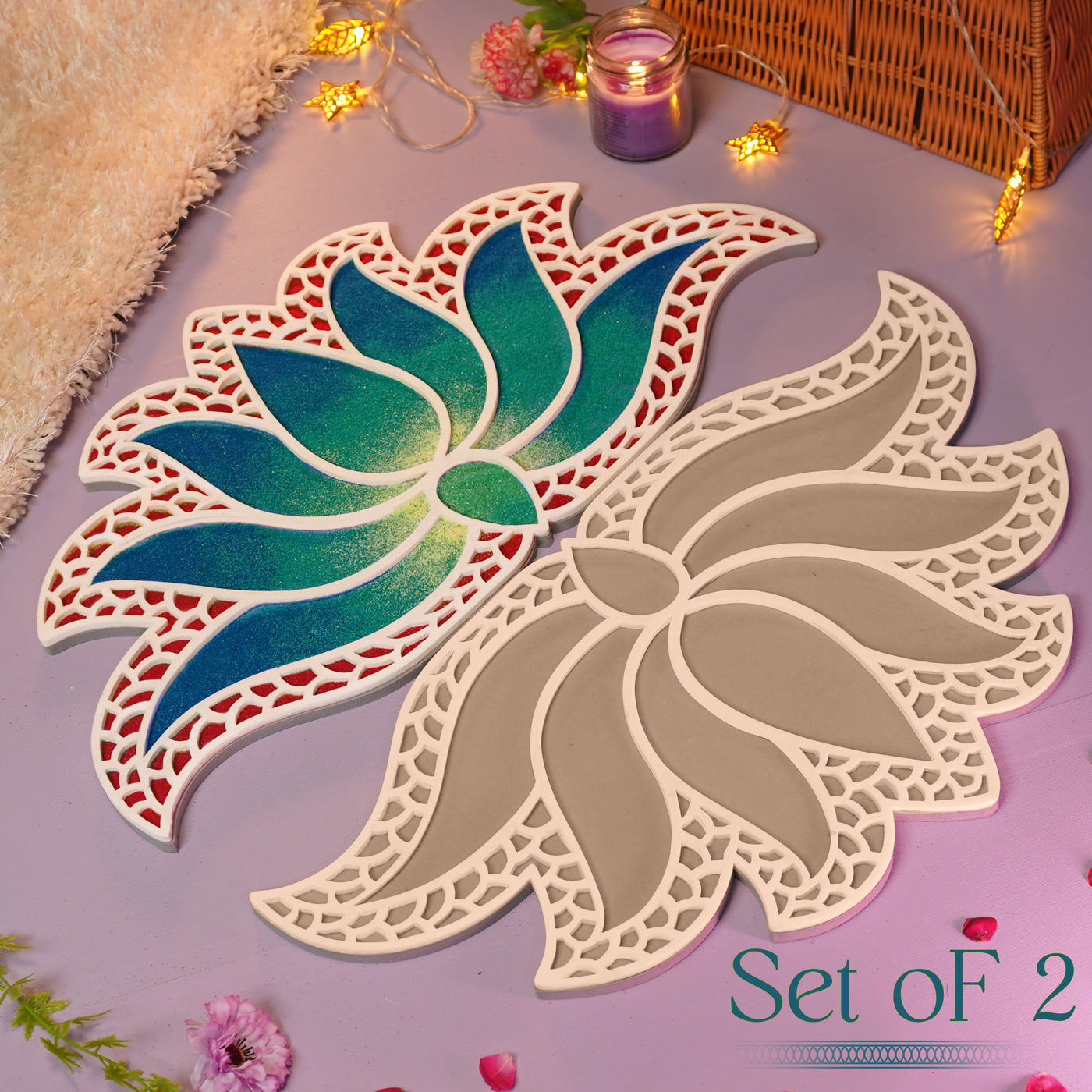 Lakshmi Rangoli from Island Rangoli . New design of rangoli template "24 Set of 2