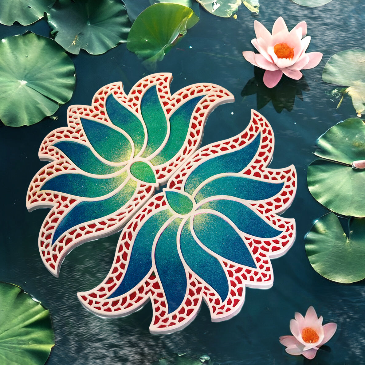 Lakshmi Rangoli from Island Rangoli . New design of rangoli template "24 Large Rangoli In Pond 