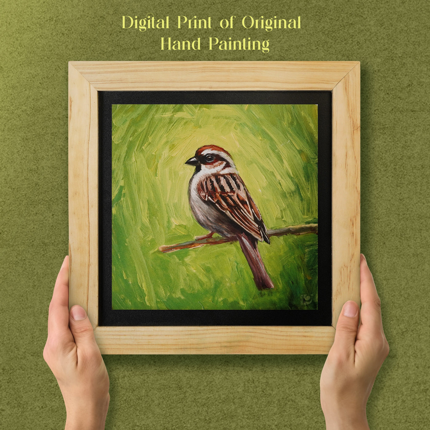 Sparrow bird wall painting from deewar collection of wall paintings digital print 