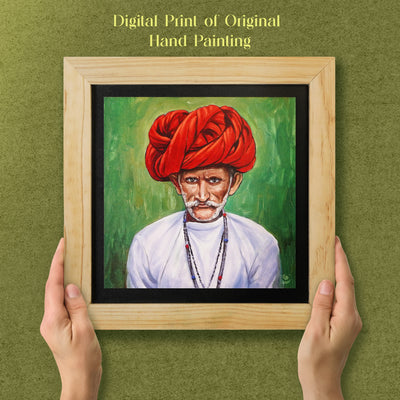 Traditional Rajasthani Turban  Wall Painting from Deewar collection of wall paintings ambience 3