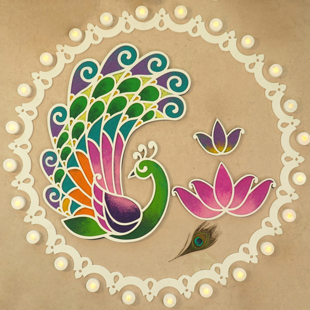 Kanak - Mayur Rangoli Template – islandrangoli
