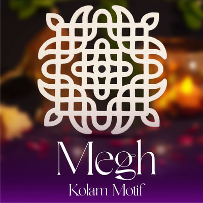 Megh kolam motif, island rangoli design template 